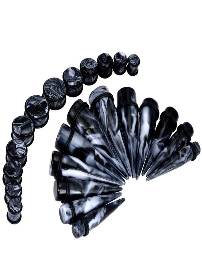 Qmcandy 24pcs Big Gauge Taper Kit Ear Stretching 00G-20mm Large Acrylic Tunnel Plug Set, Black White - Image 1